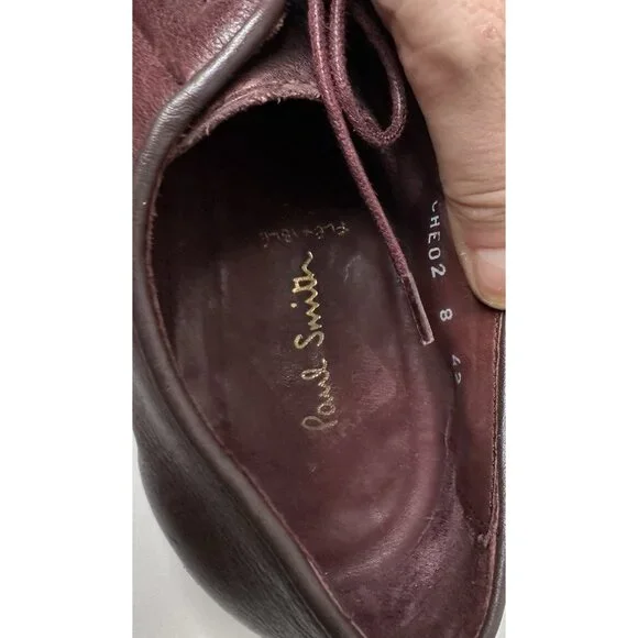 Paul Smith Men’s 'Chester' Flexible Travel Derby Shoes Burgundy US 9 UK 8 EU 42